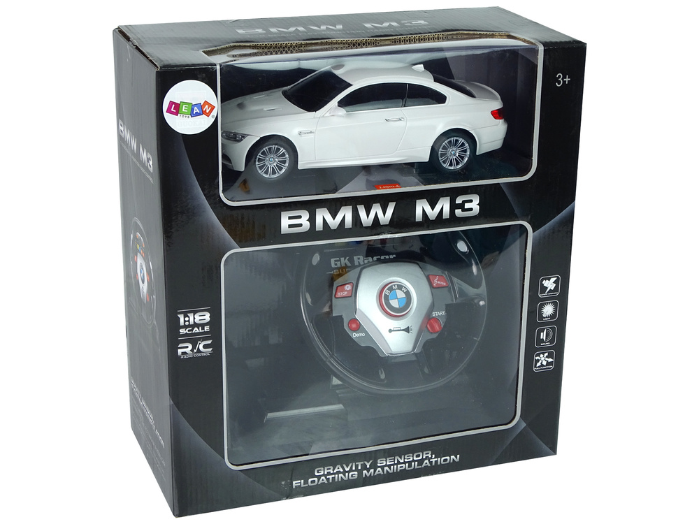 Afstandsbediening Auto BMW M3 Wit 2.4G Afstandsbediening Stuurwiel 1:18 Licht Geluid