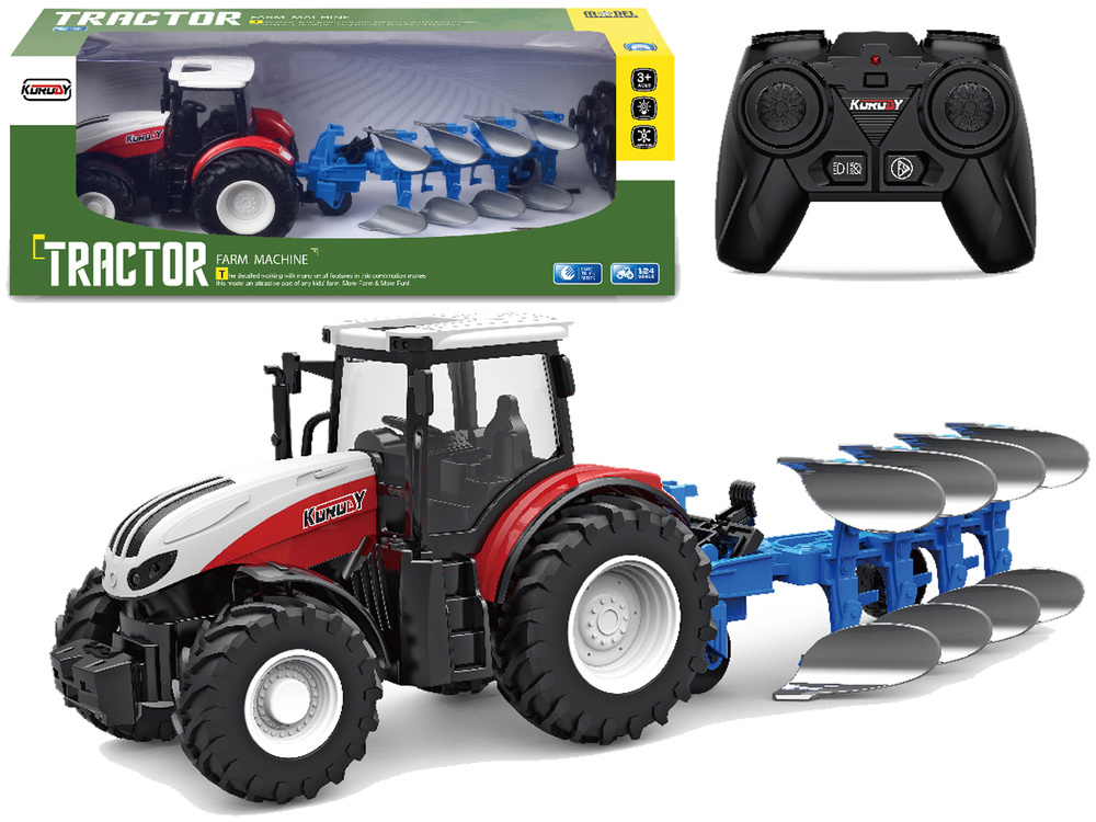 Op afstand bestuurbare tractor 2.4 G blauwe ploeg
