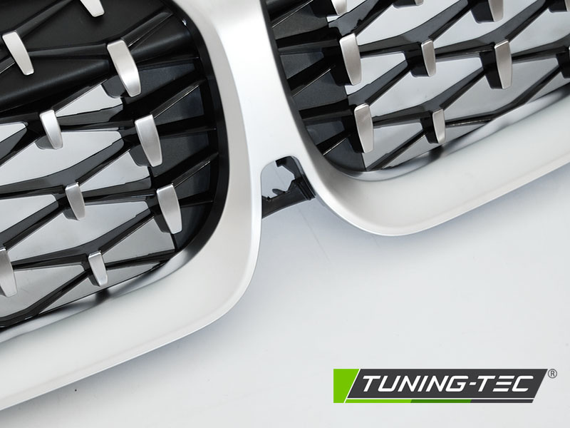 Grill geschikt voor BMW G20/G21 19- Diamand stijl ZILVER