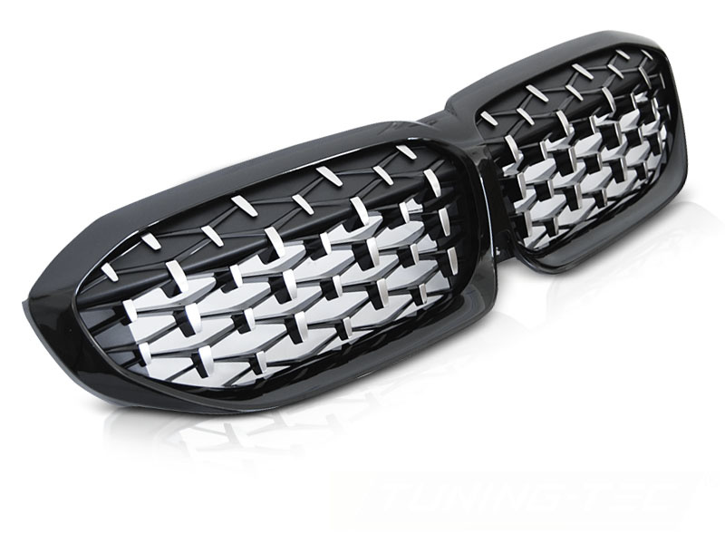 Grill BMW G20/G21 19- Diamand stijl GLANZEND ZWART