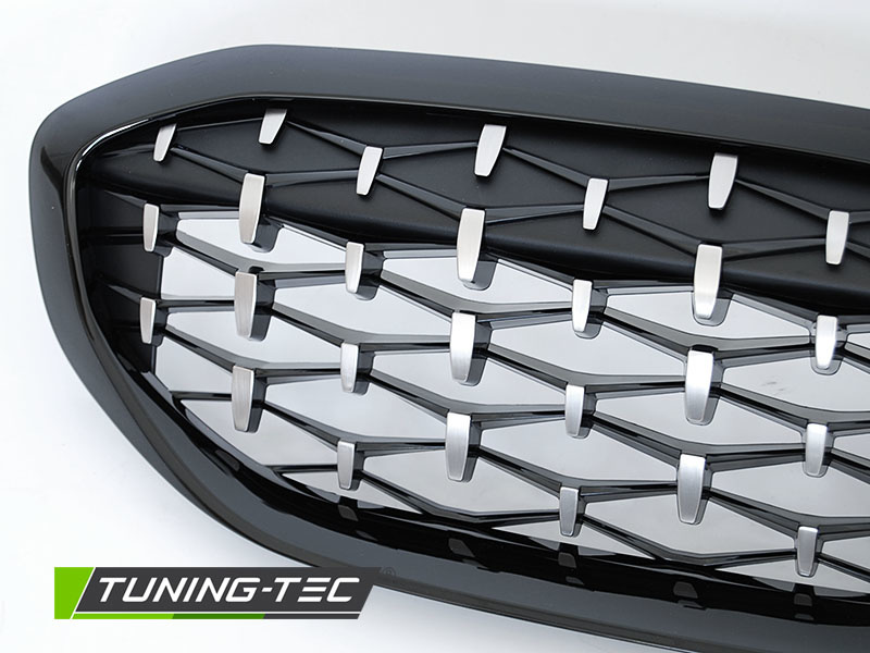 Grill geschikt voor BMW G20/G21 19- Diamand stijl GLANZEND ZWART