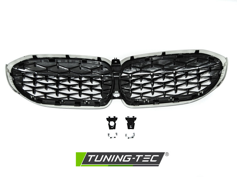 Grill BMW G20/G21 19- Diamand stijl GLANZEND ZWART