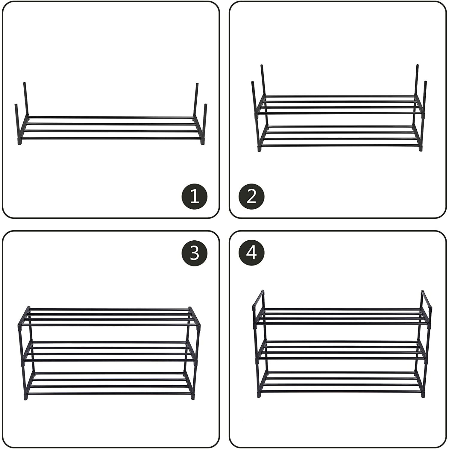 Schoenenrek met 3 niveaus - schoenenopberger - 92 x 30 x 54 cm