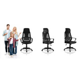 Bureaustoel - met hoofdsteun & armleuning - ergonomisch - zwart