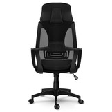 Bureaustoel - met hoofdsteun & armleuning - ergonomisch - zwart