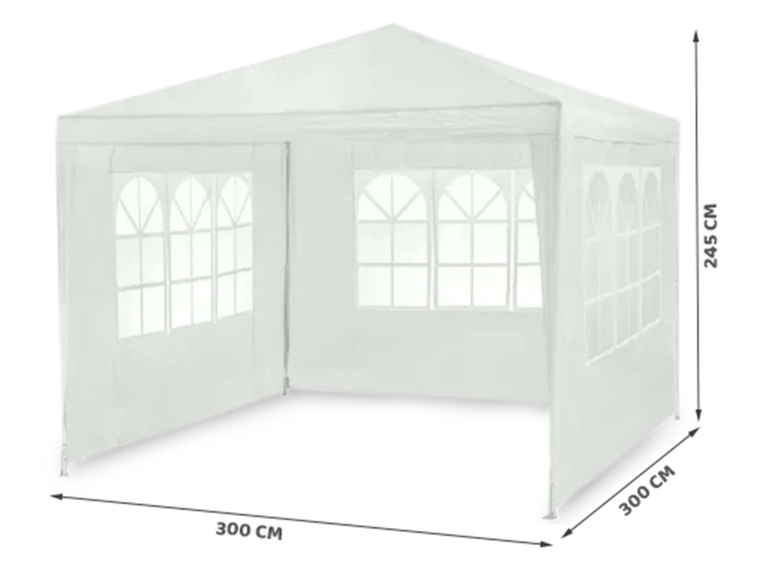 Partytent - 3x3 m - tuinpaviljoen - met 3 wanden - wit