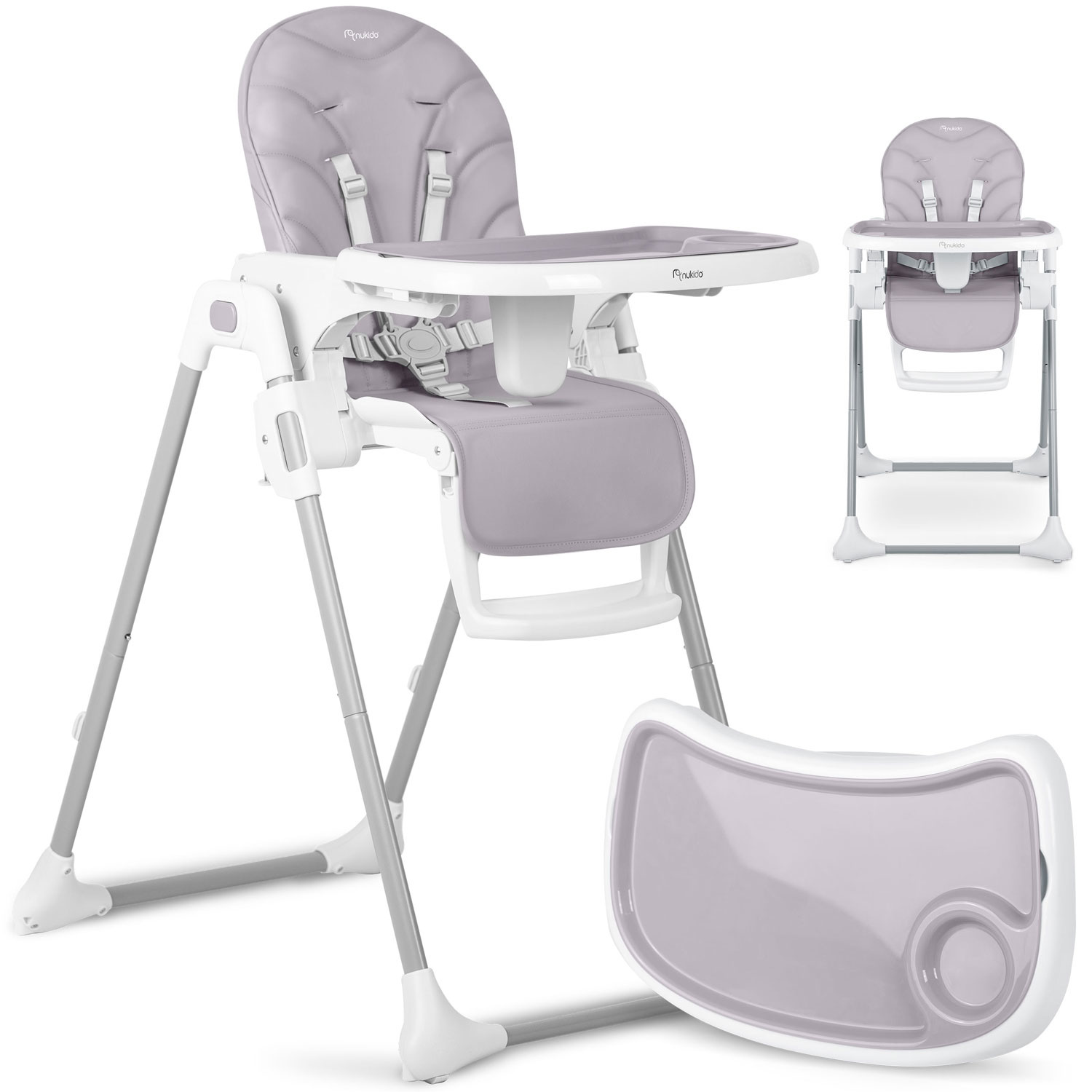 Kinderstoel - babystoel - eetstoel baby - tot 15 kg - grijs wit
