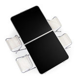 Campingtafel - 119,5x60x61,5-69,5 cm - met 4 krukjes - zwart