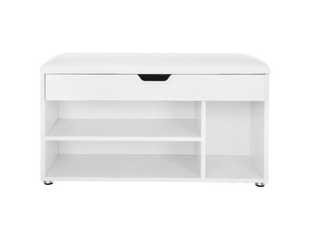 Schoenenbank - schoenenrek met bankje - wit - 80x44x30cm