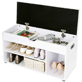 Schoenenbank - schoenenrek met bankje - wit - 80x44x30cm
