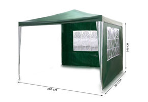 Partytent - 3x3 m - tuinpaviljoen - met 2 wanden - groen