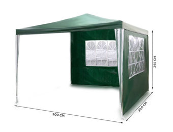 Partytent - 3x3 m - tuinpaviljoen - met 2 wanden - groen
