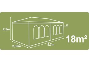 Partytent - 6x3 m - tuinpaviljoen - met 4 wanden - grijs