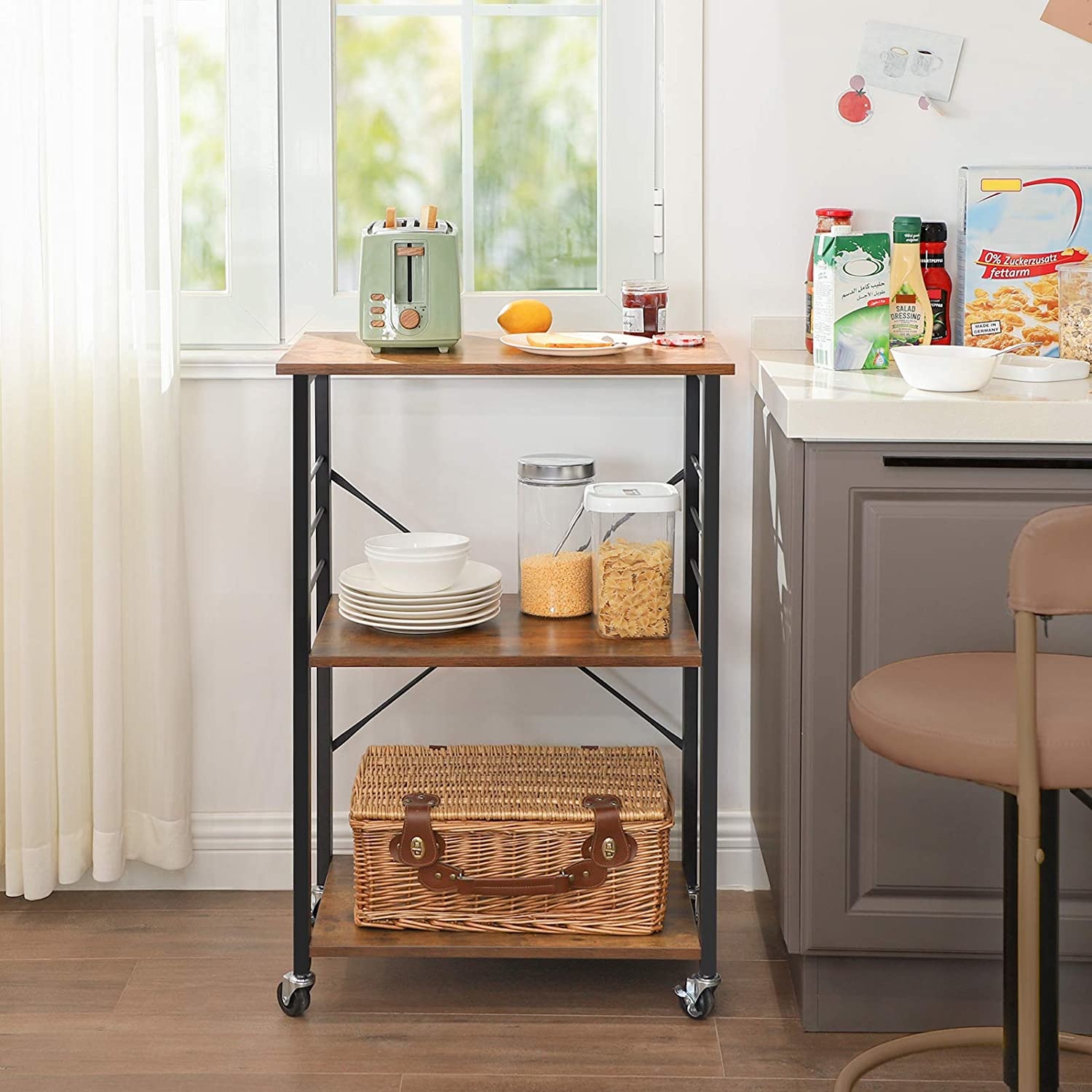 Keukentrolley - roltafel - 60x40x89 cm - industrieel