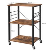 Keukentrolley - roltafel - 60x40x89 cm - industrieel