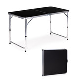 Campingtafel - inklapbaar - 119,5x60x61,5-69,5 cm - zwart