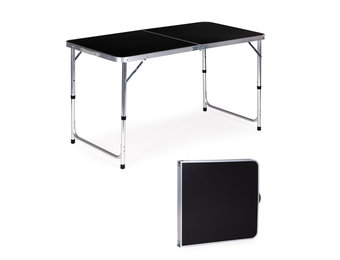 Campingtafel - inklapbaar - 119,5x60x61,5-69,5 cm - zwart