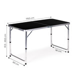Campingtafel - inklapbaar - 119,5x60x61,5-69,5 cm - zwart