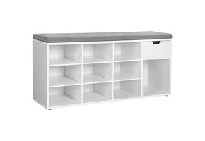 Schoenenbank - schoenenrek met bankje - wit grijs - 104x30x48cm