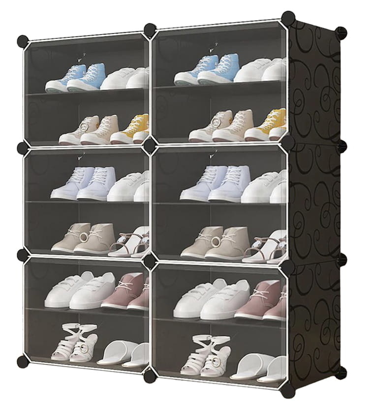 Schoenenkast - modulaire kast - antraciet zwart - 85x31x96 cm