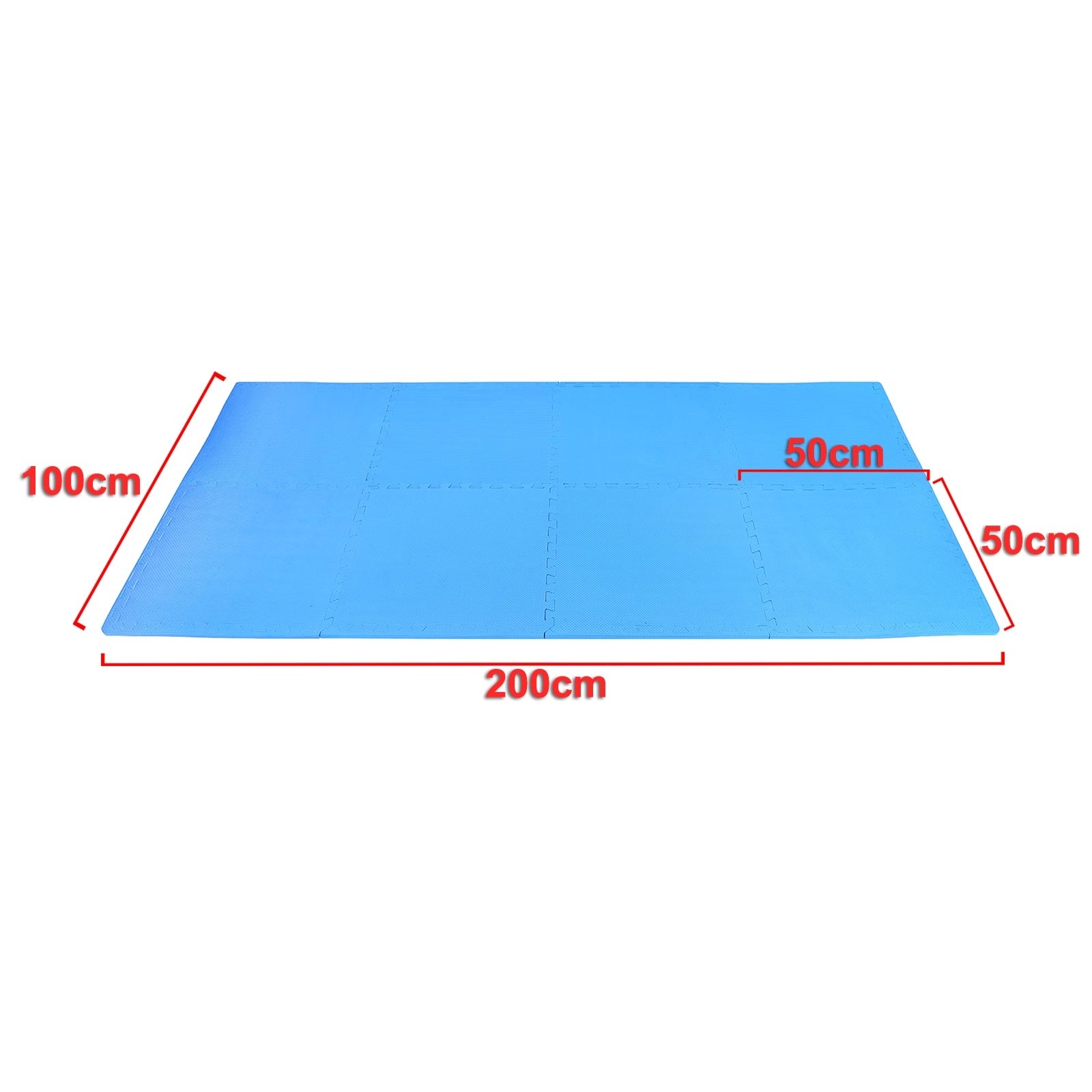 Sportvloer fitnessapparatuur - 50 x 50 cm - 8 stuks - blauw