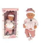 Babypop -  46 cm - geruite trui - rose