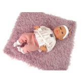 Babypop -  46 cm - geruite trui - rose