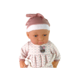 Babypop -  46 cm - geruite trui - rose