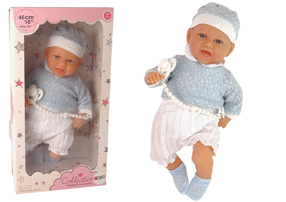 Babypop - 46 cm - fopspeen - blauw