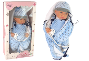 Babypop -  46 cm - sterren doekje - blauw