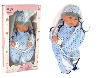 Babypop -  46 cm - sterren doekje - blauw