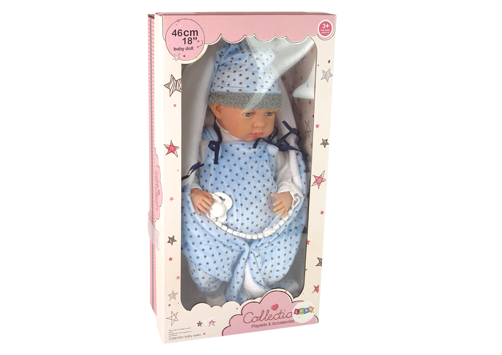 Babypop - 46 cm - sterren doekje - blauw