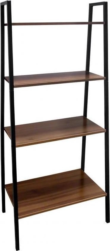 Open boekenkast met 4 schappen - bruin & zwart