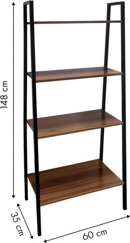 Open boekenkast met 4 schappen - bruin & zwart