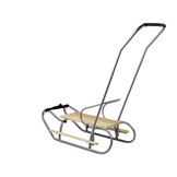Houten slee -  met rugleuning en duwstang - 83x38 cm - zilver