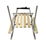 Houten slee -  met rugleuning en duwstang - 83x38 cm - zilver