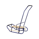 Houten slee - met rugleuning en duwstang - 83x38 cm - blauw