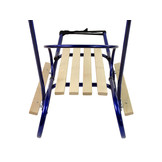 Houten slee - met rugleuning en duwstang - 83x38 cm - blauw