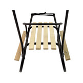 Houten slee -  met rugleuning en duwstang - 83x38 cm - zwart