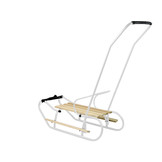 Houten slee - met rugleuning en duwstang - 83x38 cm - wit