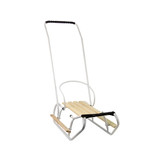 Houten slee - met rugleuning en duwstang - 83x38 cm - wit
