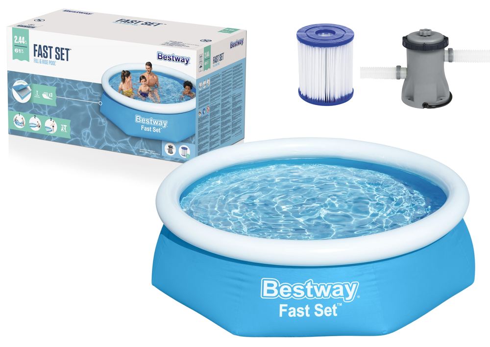 Bestway opblaasbare zwembad - met pomp en filter - 244x61 cm