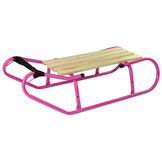 Houten slee - metaal - met rugleuning - 83x37 cm - rose