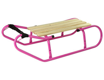 Houten slee - metaal - met rugleuning - 83x37 cm - rose