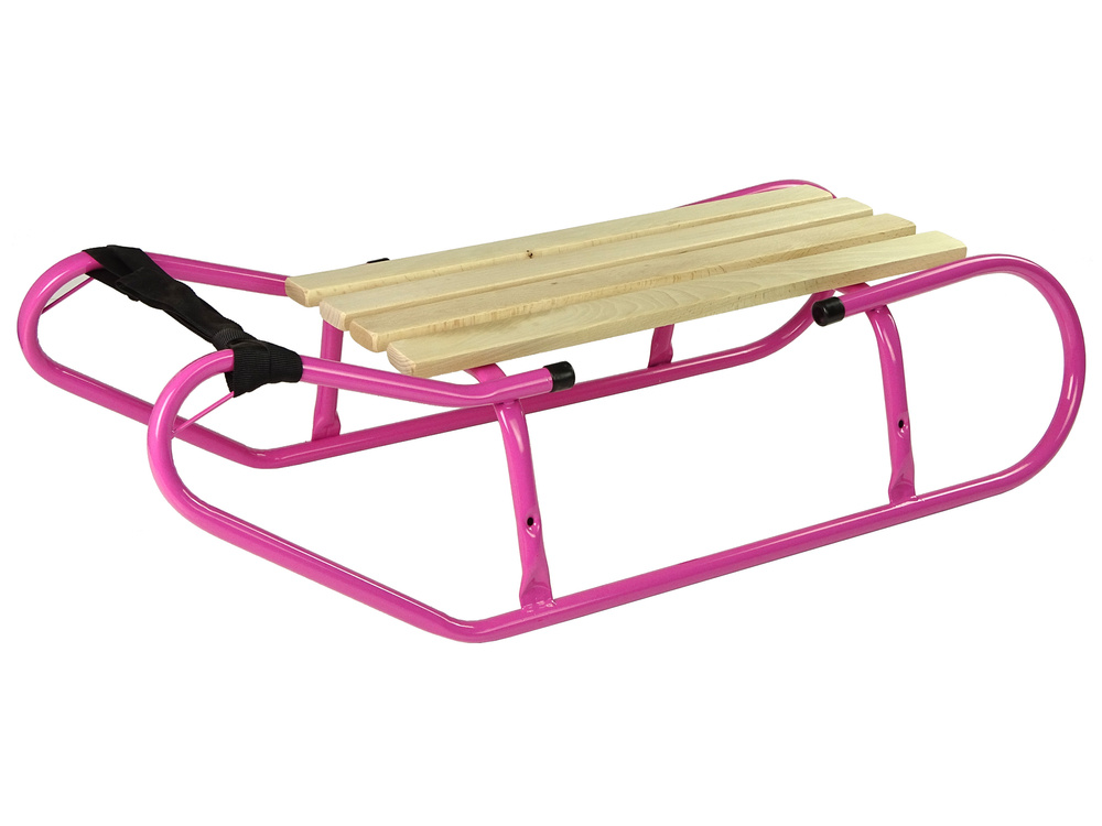 Houten slee - metaal - met rugleuning - 83x37 cm - rose
