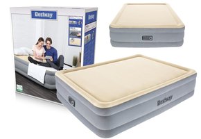 Bestway - luchtbed met ingebouwde pomp - 203x152x46 cm - grijs