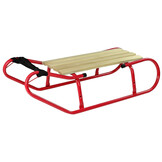 Houten slee - metaal - met rugleuning - 83x37 cm - rood