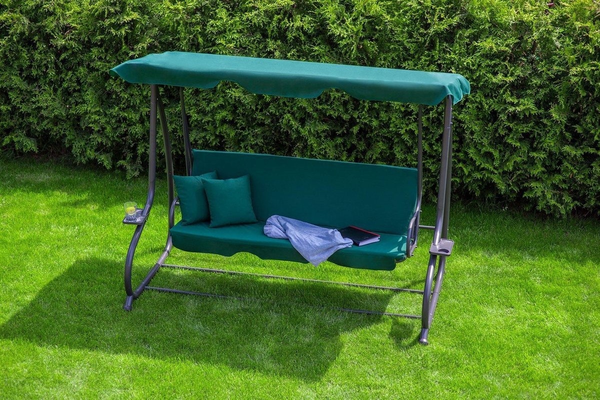 Tuinschommel de luxe - 3 personen - groen - 202 cm breed