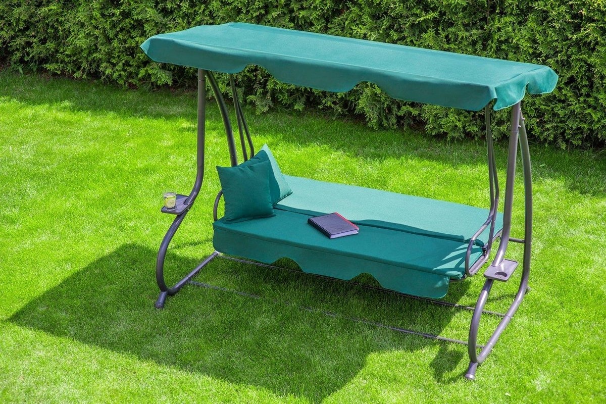 Tuinschommel de luxe - 3 personen - groen - 202 cm breed
