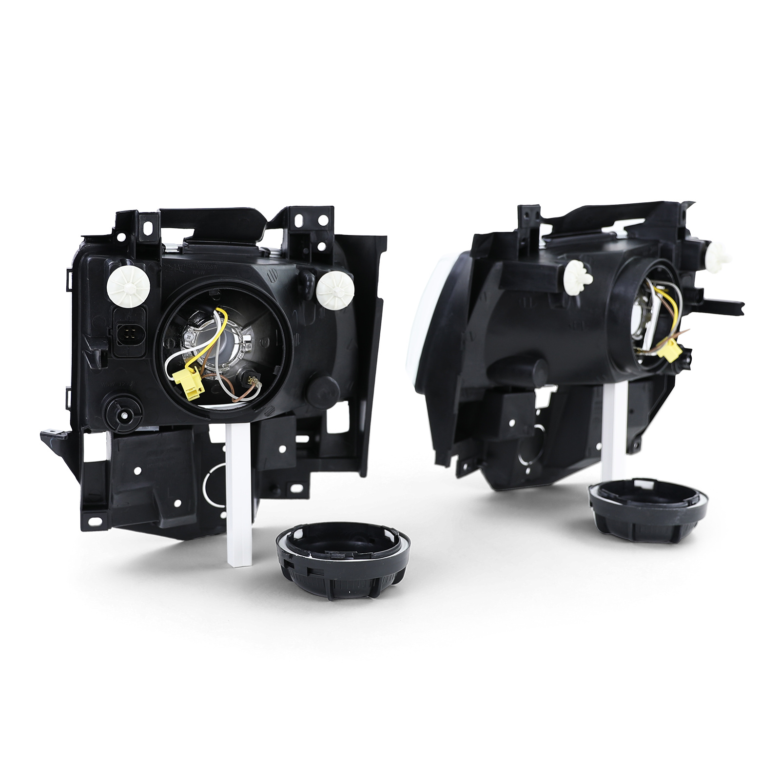 Koplampen H4 zwart rook paar voor VW Bus T4 Caravelle Multivan 96-03